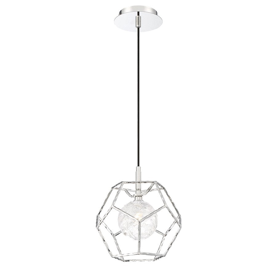 Eurofase Norway 1-Light LED Pendant, Chrome/Clear