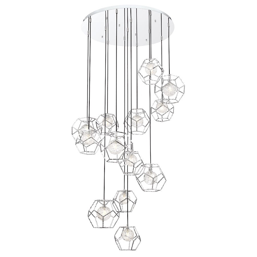 Eurofase Norway LED Chandelier, Chrome/Clear
