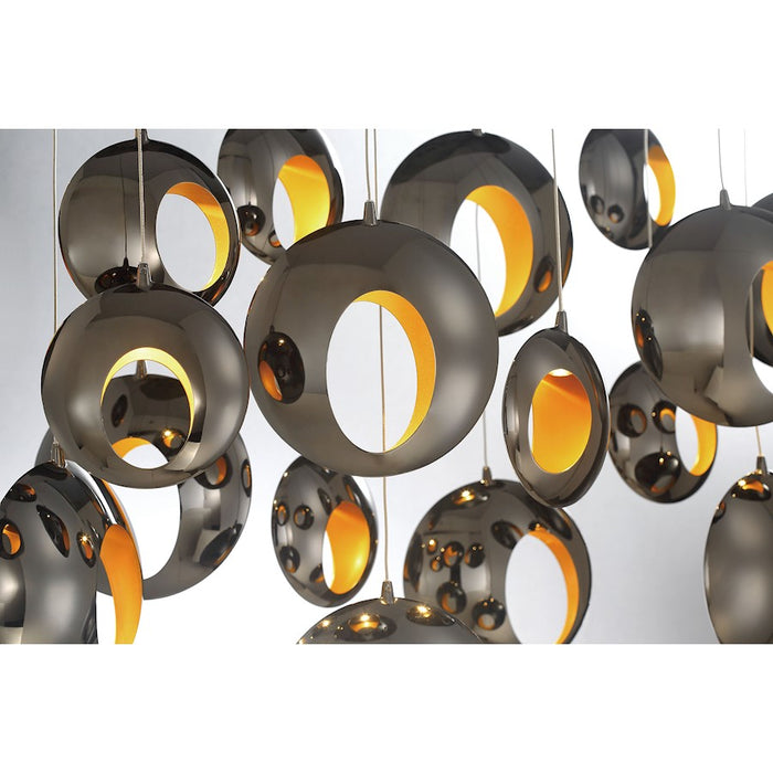 Eurofase Arlington 1-Light LED Pendant, Blackened Chrome/Gold