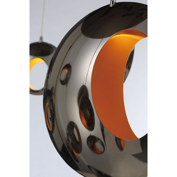 Eurofase Arlington 1-Light LED Pendant, Blackened Chrome/Gold