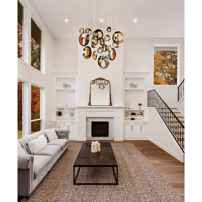 Eurofase Arlington 1-Light LED Pendant, Blackened Chrome/Gold