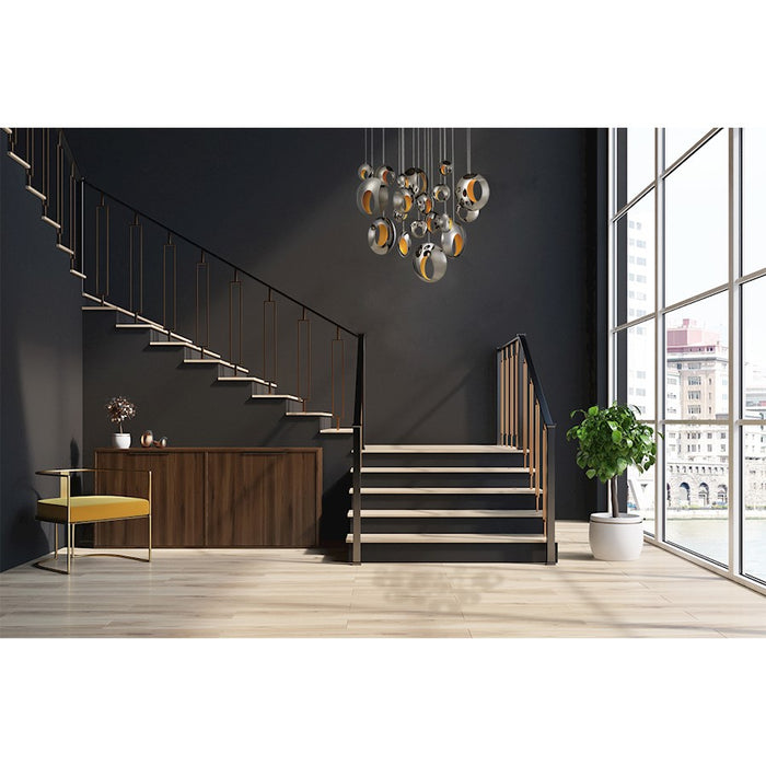 Eurofase Arlington 1-Light LED Pendant, Blackened Chrome/Gold