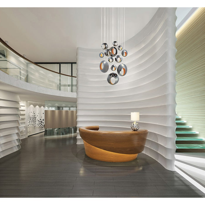 Eurofase Arlington 1-Light LED Pendant, Blackened Chrome/Gold