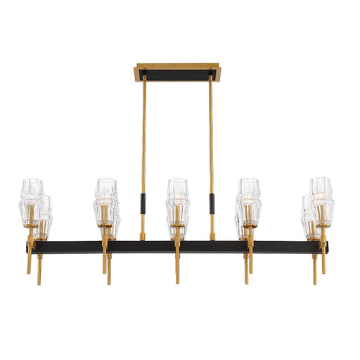 Eurofase Gladstone 10-Light Linear Chandelier, Brass/Black/Clear