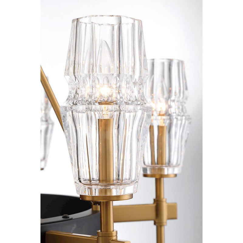 Eurofase Gladstone 10-Light Linear Chandelier, Brass/Black/Clear