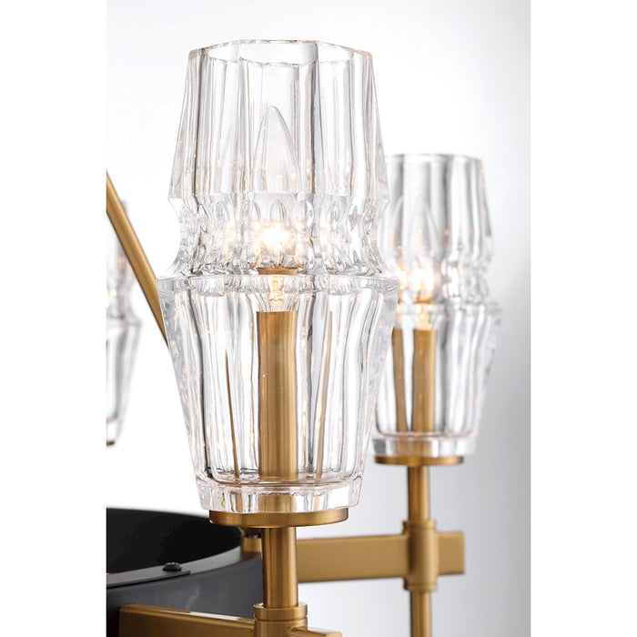 Eurofase Gladstone 10-Light Linear Chandelier, Brass/Black/Clear