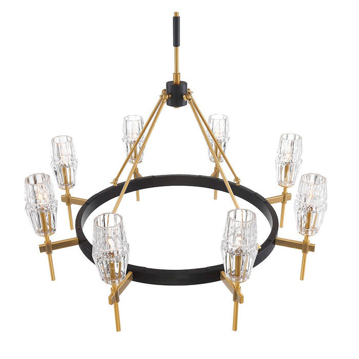 Eurofase Gladstone 10-Light Linear Chandelier, Brass/Black/Clear