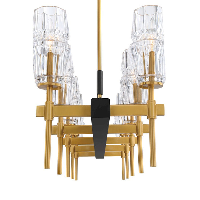 Eurofase Gladstone 10-Light Linear Chandelier, Brass/Black/Clear