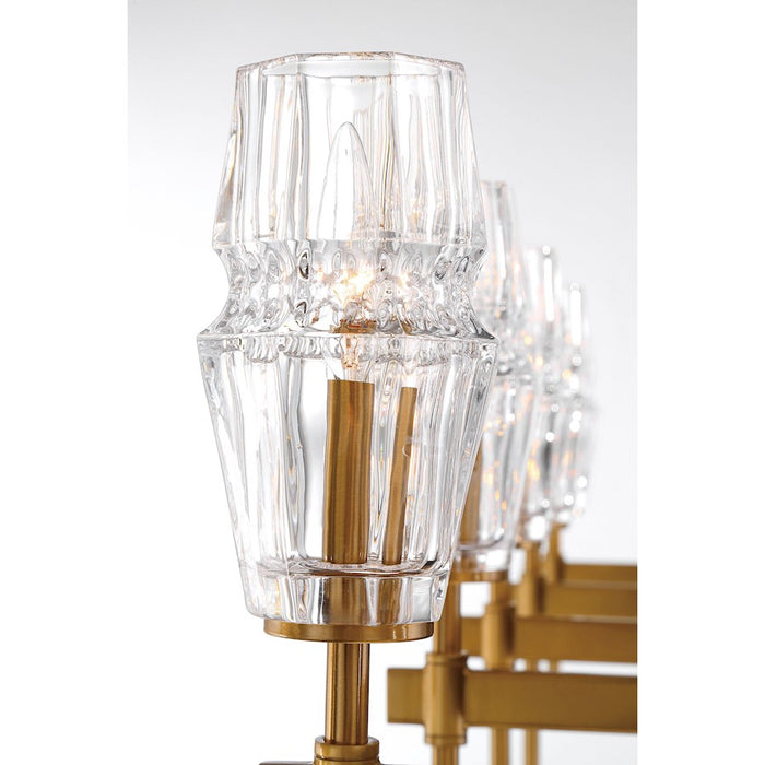 Eurofase Gladstone 10-Light Linear Chandelier, Brass/Black/Clear