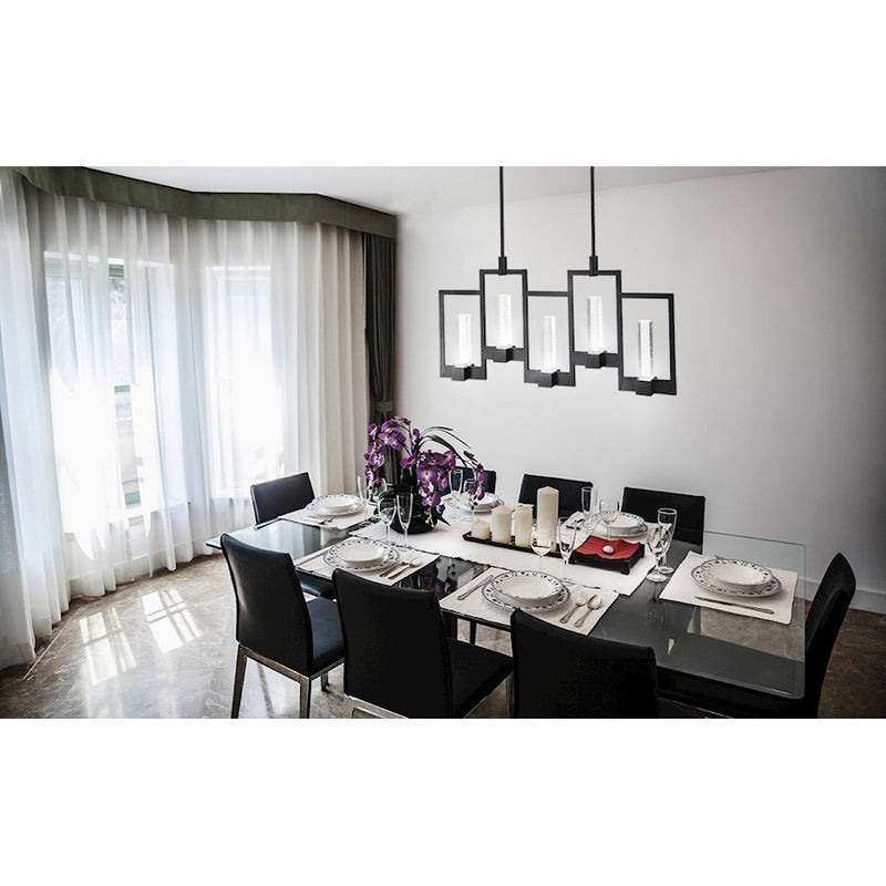 Eurofase Hanson 10-Light Linear LED Chandelier, Black/Clear