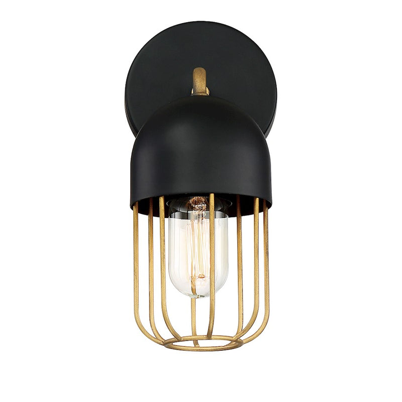 Eurofase Palmerston 1-Light Wall Sconce, Matte Black/Gold