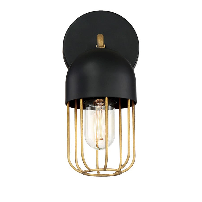 Eurofase Palmerston 1-Light Wall Sconce, Matte Black/Gold