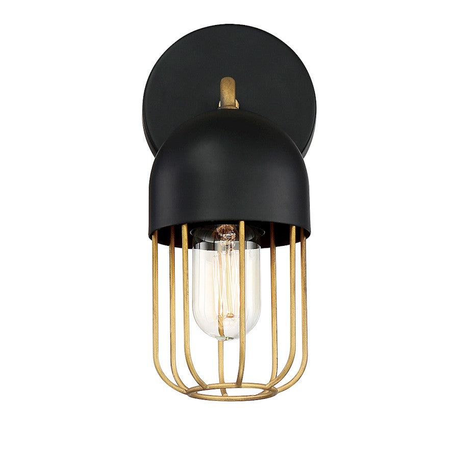 Eurofase Palmerston 1-Light Wall Sconce, Matte Black/Gold
