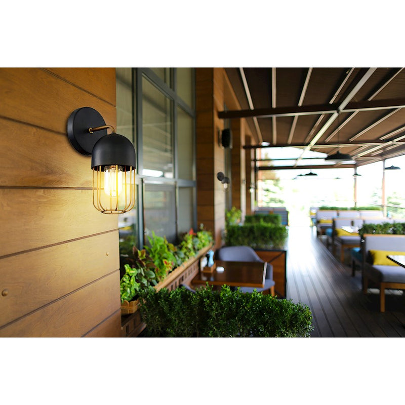 Eurofase Palmerston 1-Light Wall Sconce, Matte Black/Gold