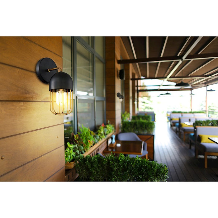 Eurofase Palmerston 1-Light Wall Sconce, Matte Black/Gold