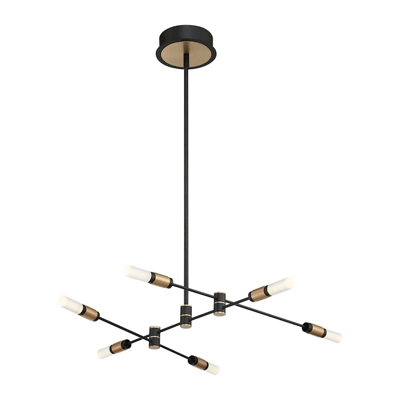 Eurofase Albany 6-Light LED Chandelier/Semi-Flush, Black/Brass/White