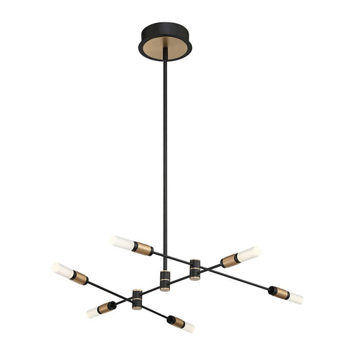 Eurofase Albany 6-Light LED Chandelier/Semi-Flush, Black/Brass/White