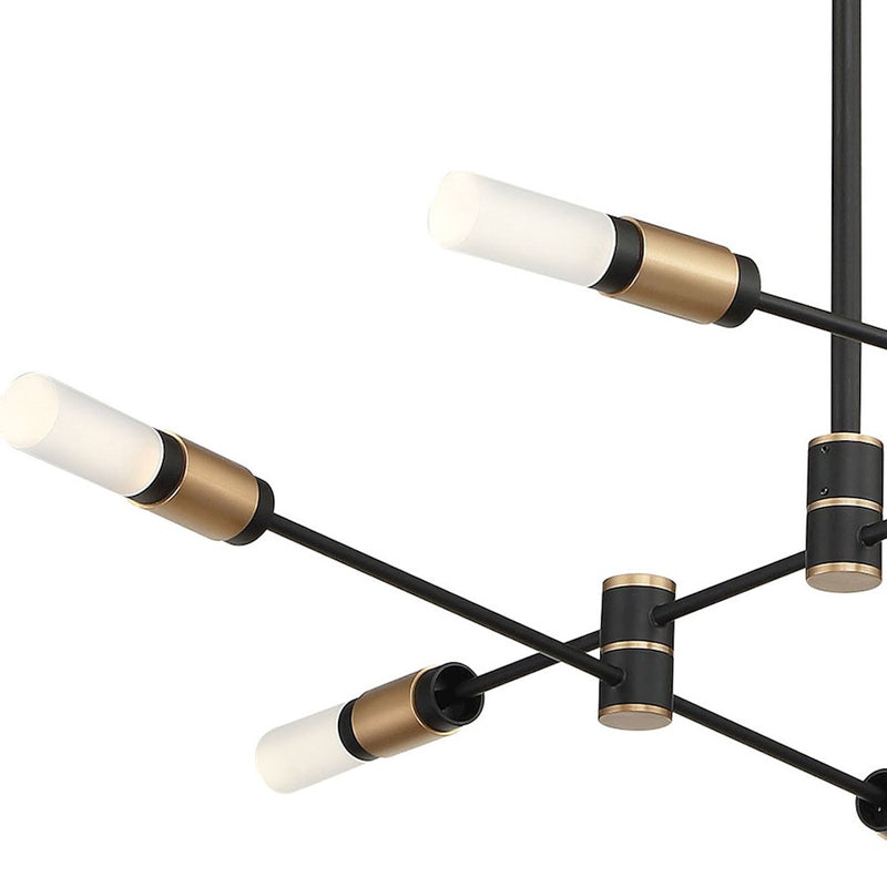 Eurofase Albany 6-Light LED Chandelier/Semi-Flush, Black/Brass/White