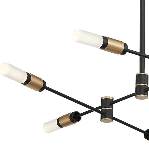 Eurofase Albany 6-Light LED Chandelier/Semi-Flush, Black/Brass/White