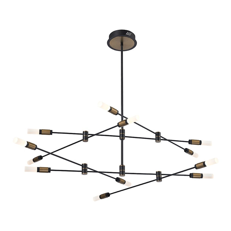 Eurofase Albany 12-Lt LED Chandelier/Semi-Flush, Black/Brass/White