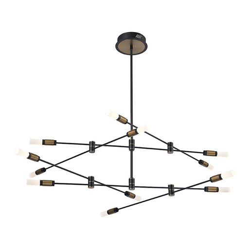 Eurofase Albany 12-Lt LED Chandelier/Semi-Flush, Black/Brass/White
