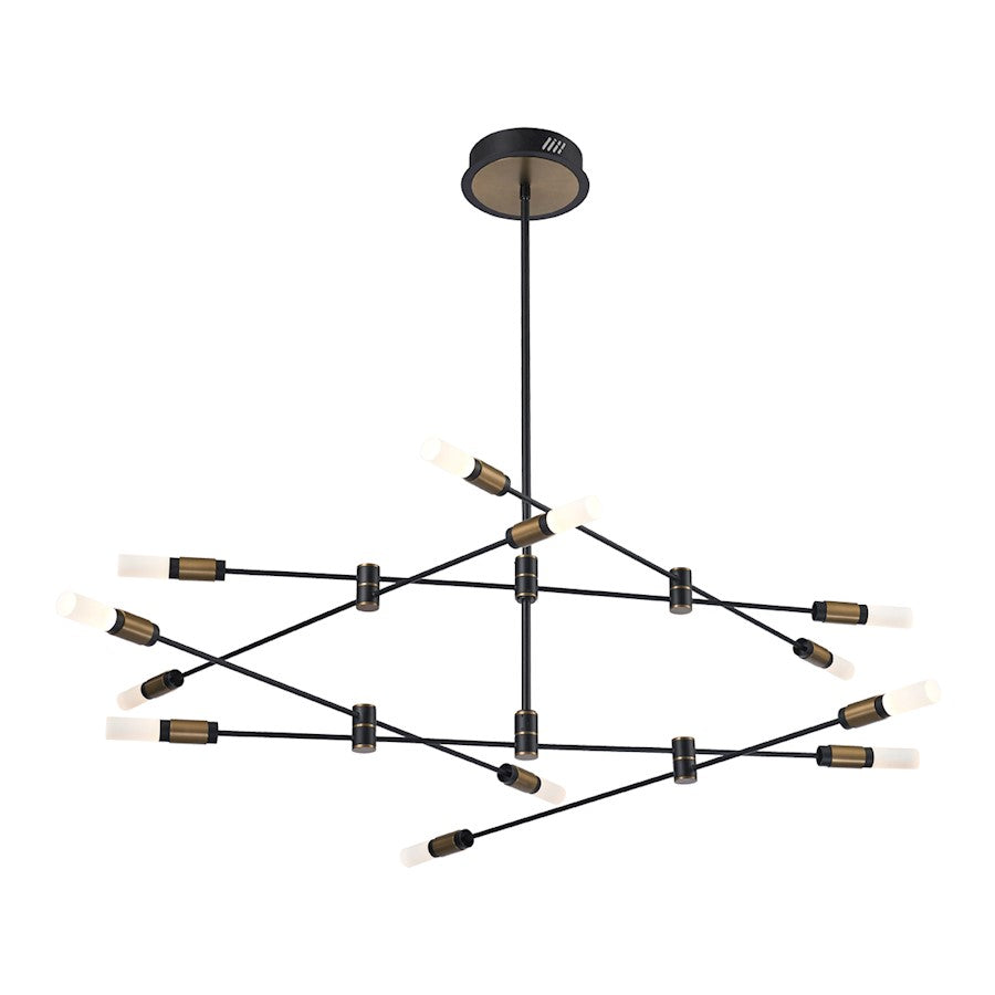 Eurofase Albany 12-Lt LED Chandelier/Semi-Flush, Black/Brass/White