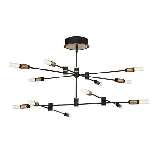 Eurofase Albany 12-Lt LED Chandelier/Semi-Flush, Black/Brass/White