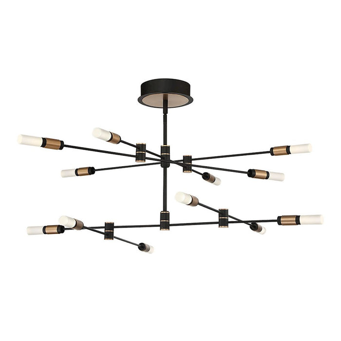 Eurofase Albany 12-Lt LED Chandelier/Semi-Flush, Black/Brass/White