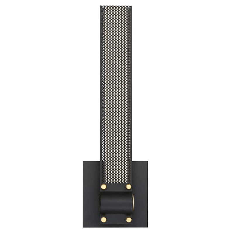 Eurofase Admiral 5in Wide Wall Sconce | Industrial Matte Black & Brass | Bathroom & Bedroom Accent Light | 18W Integrated LED | Dimmable | 37052-010