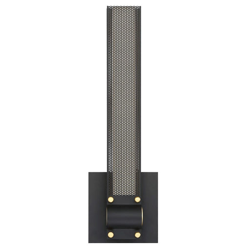 Eurofase Admiral 5in Wide Wall Sconce | Industrial Matte Black & Brass | Bathroom & Bedroom Accent Light | 18W Integrated LED | Dimmable | 37052-010