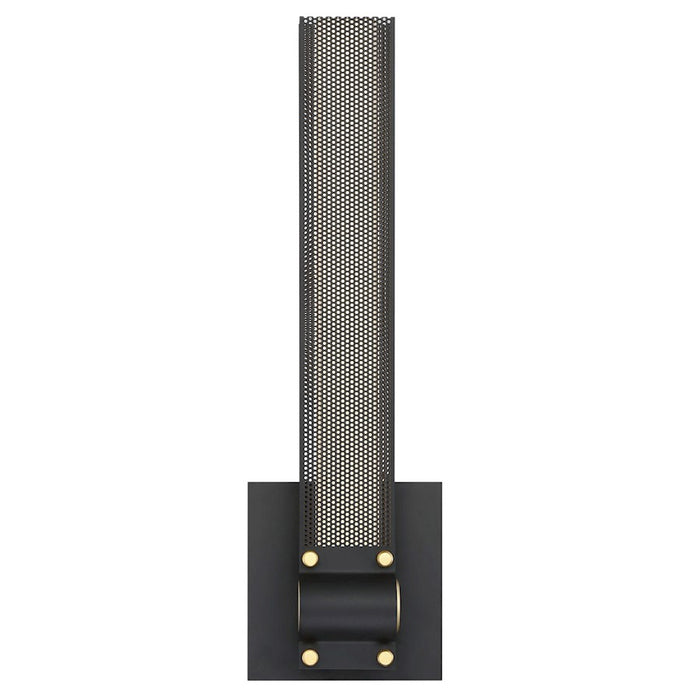 Eurofase Admiral 5in Wide Wall Sconce | Industrial Matte Black & Brass | Bathroom & Bedroom Accent Light | 18W Integrated LED | Dimmable | 37052-010