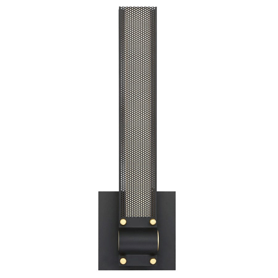 Eurofase Admiral 5in Wide Wall Sconce | Industrial Matte Black & Brass | Bathroom & Bedroom Accent Light | 18W Integrated LED | Dimmable | 37052-010