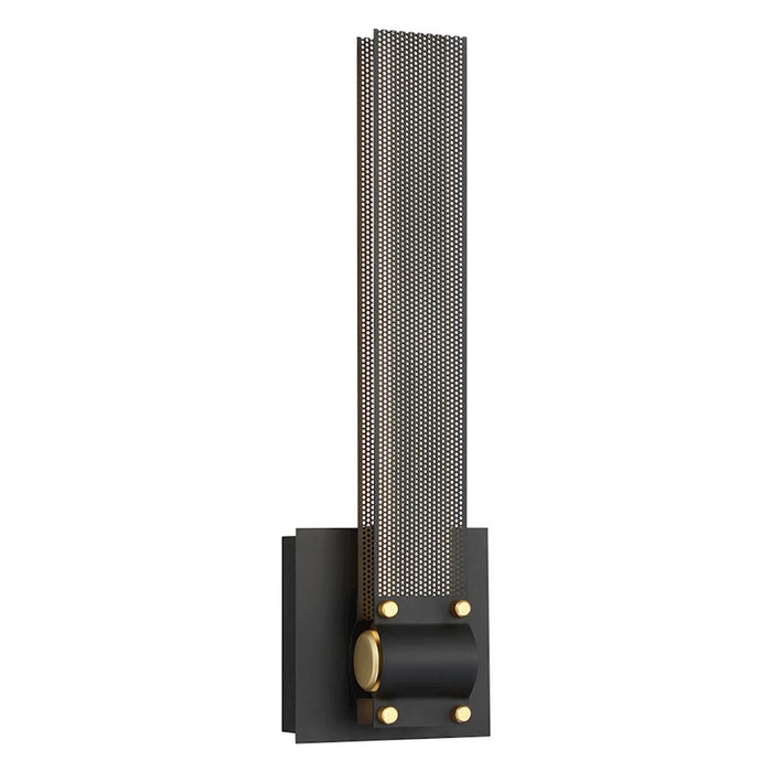 Eurofase Admiral 5in Wide Wall Sconce | Industrial Matte Black & Brass | Bathroom & Bedroom Accent Light | 18W Integrated LED | Dimmable | 37052-010