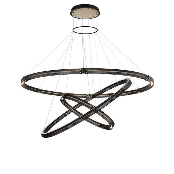 Eurofase Admiral 62in 3-Tier LED Round Chandelier | Matte Black Mesh & Brass Modern Statement Light | Foyer & Great Room Chandelier | 212W 3000K Dimmable | Model 37056-018