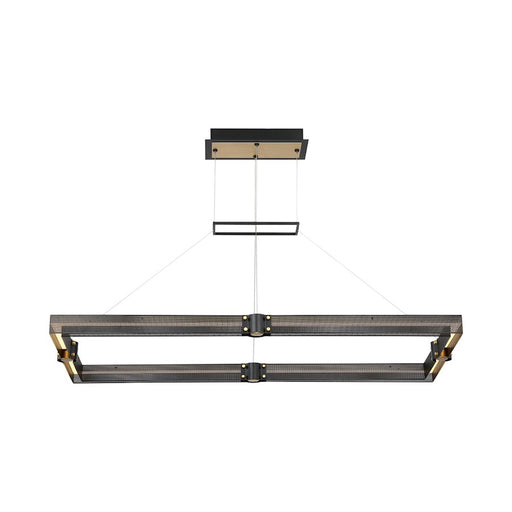 Eurofase Admiral 42in LED Linear Chandelier | Matte Black Mesh & Brass Modern Dining Light | Kitchen Island & Dining Room Pendant | 60W 3000K Dimmable | Model 37060-015