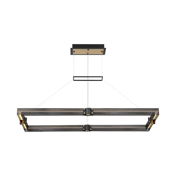 Eurofase Admiral 42in LED Linear Chandelier | Matte Black Mesh & Brass Modern Dining Light | Kitchen Island & Dining Room Pendant | 60W 3000K Dimmable | Model 37060-015