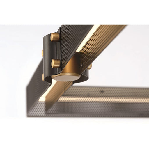 Eurofase Admiral 50in 2-Tier LED Chandelier | Matte Black Mesh & Brass Modern Statement Light | Dining Room & Foyer Chandelier | 134W 3000K Dimmable | Model 37061-012
