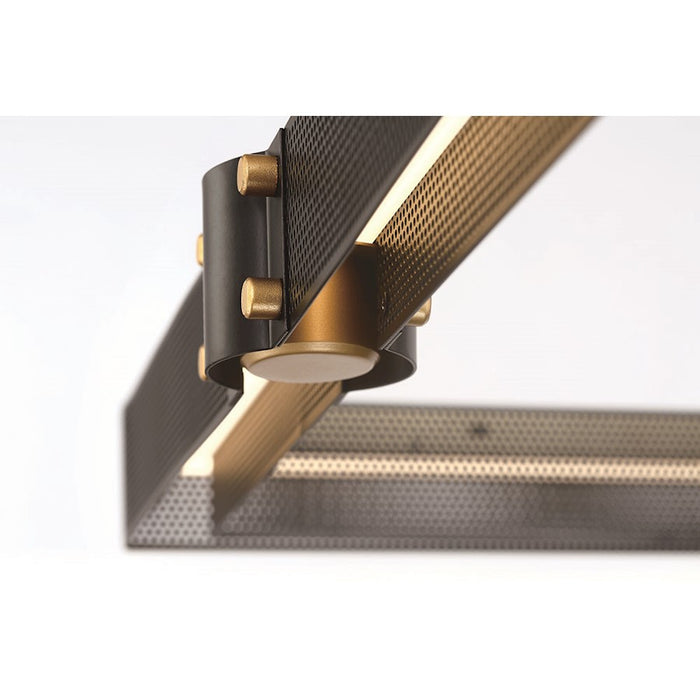 Eurofase Admiral 50in 2-Tier LED Chandelier | Matte Black Mesh & Brass Modern Statement Light | Dining Room & Foyer Chandelier | 134W 3000K Dimmable | Model 37061-012