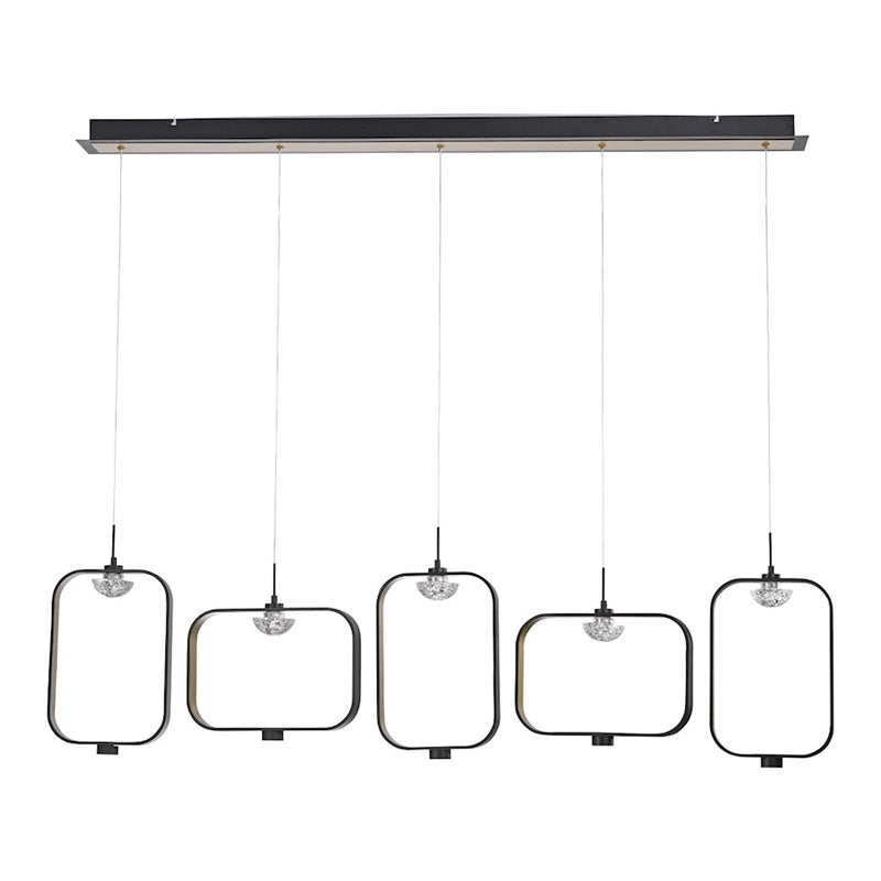 Eurofase Dagmar 5-Light Linear LED Chandelier, Black/White & Clear