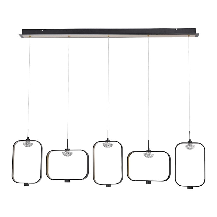 Eurofase Dagmar 5-Light Linear LED Chandelier, Black/White & Clear