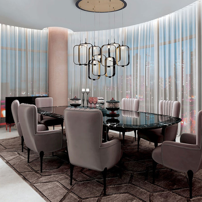 Eurofase Dagmar 9-Light LED Chandelier, Black/White & Clear