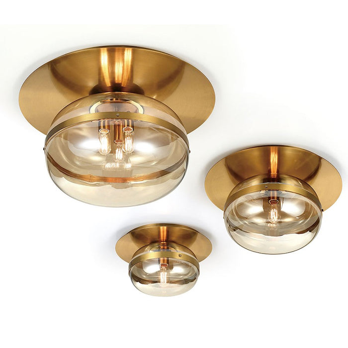 Eurofase Nottingham Flush Mount, Brass/Tinted Amber