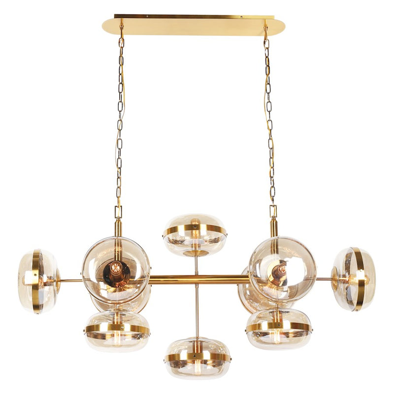 Eurofase Nottingham 10-Light Oval Chandelier, Brass/Tinted Amber