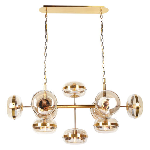 Eurofase Nottingham 10-Light Oval Chandelier, Brass/Tinted Amber