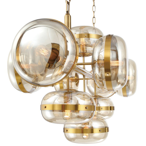 Eurofase Nottingham 10-Light Oval Chandelier, Brass/Tinted Amber