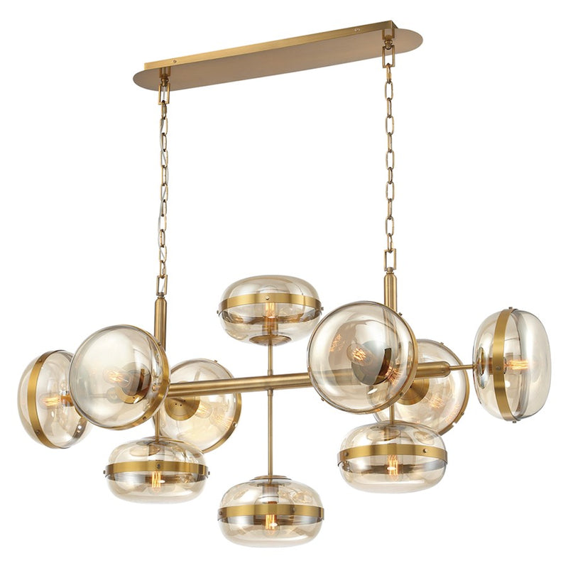Eurofase Nottingham 10-Light Oval Chandelier, Brass/Tinted Amber