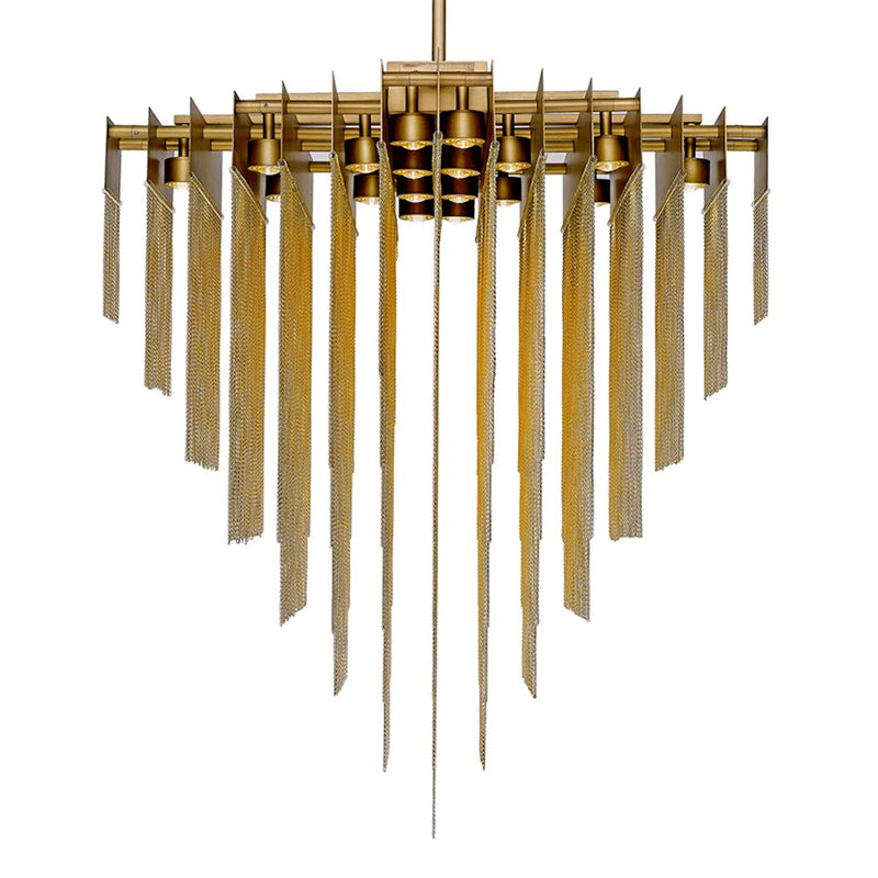 Eurofase Bloomfield 18-Light Oval LED Chandelier, Antique Brush Gold