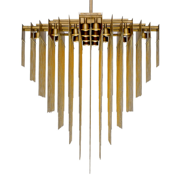 Eurofase Bloomfield 18-Light Oval LED Chandelier, Antique Brush Gold