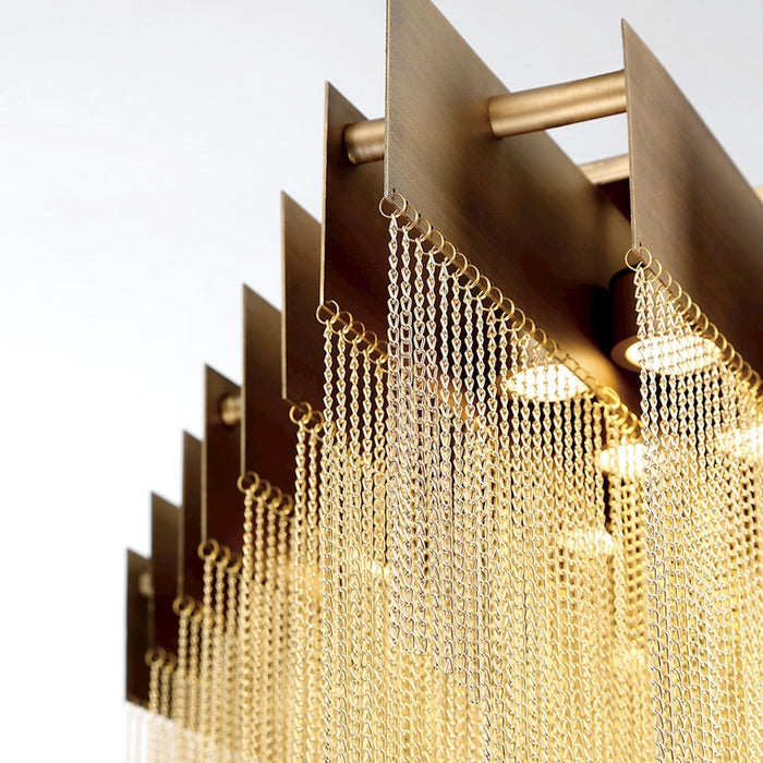 Eurofase Bloomfield 18-Light Oval LED Chandelier, Antique Brush Gold