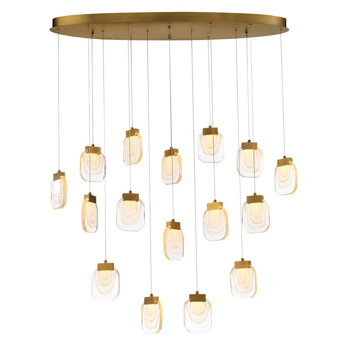 Eurofase Paget 16-Light Oval LED Chandelier, Gold/Clear